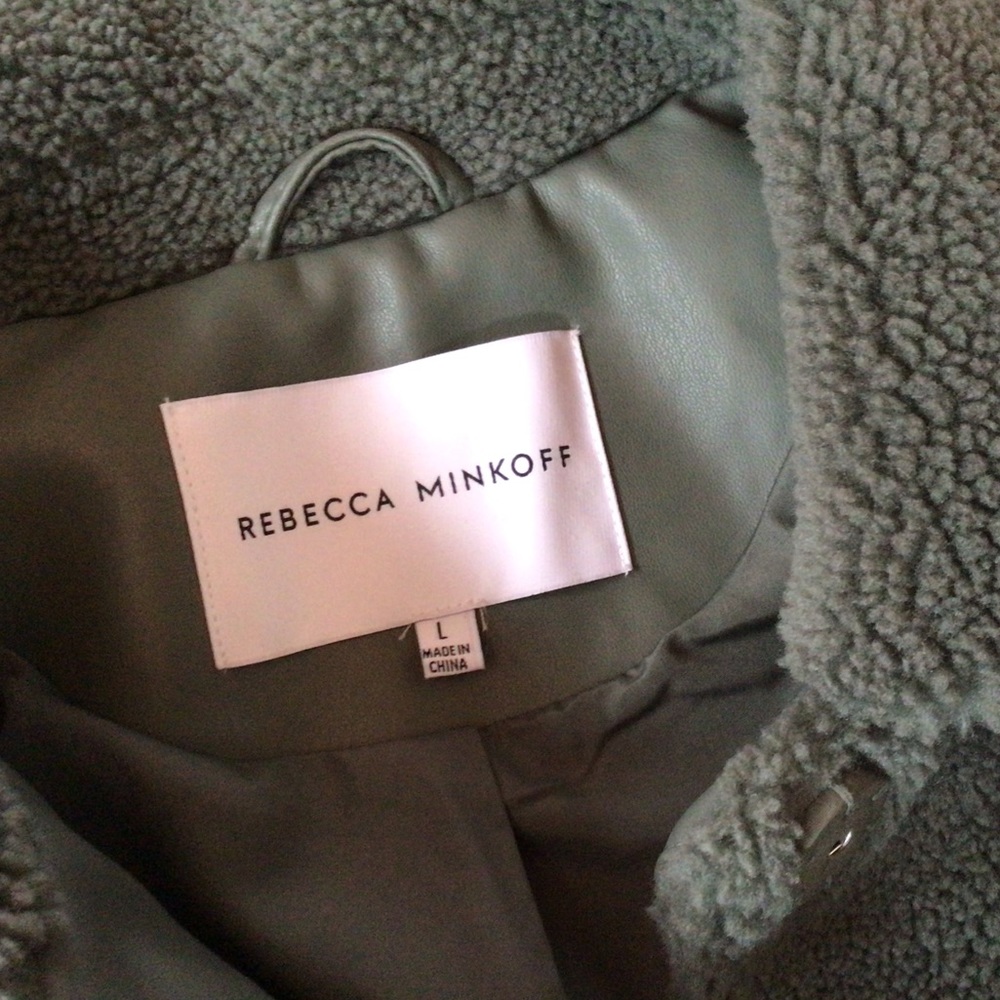 Rebecca Minkoff Sage Green Teddy Jacket, Size Large, New With Tags - Picture 4 of 11